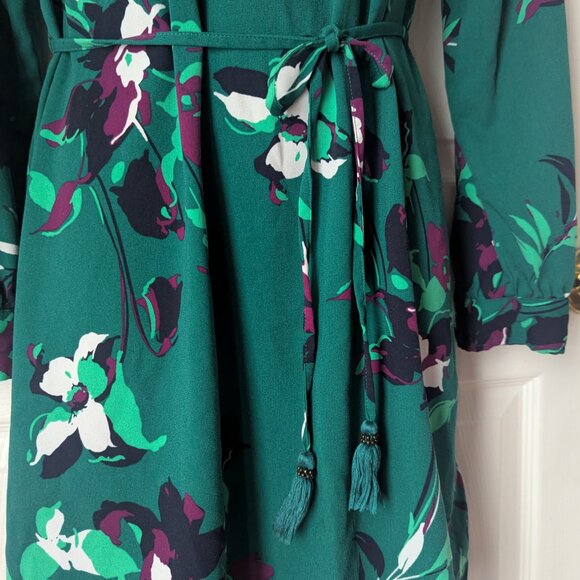 Merino green floral dress - S - Picture 3 of 6